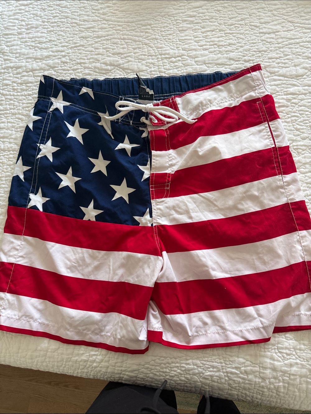 Faded Glory Red White & Navy American Flag Board Shorts